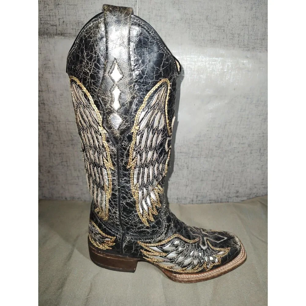 Corral Winged Cross Distressed Women's Western Boots Sz 6M